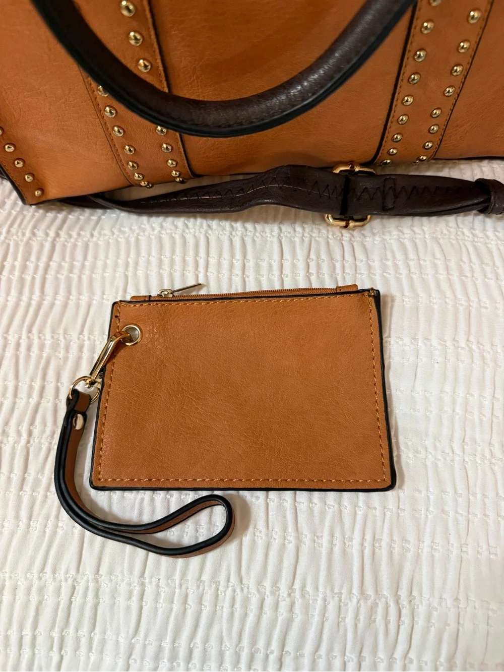 Tan and Dark Brown Studded Bag
